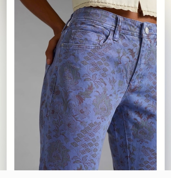 Anthropologie The Slim Boyfriend Jeans by Pilcro, blue with boho print Size 26 - Picture 14 of 17